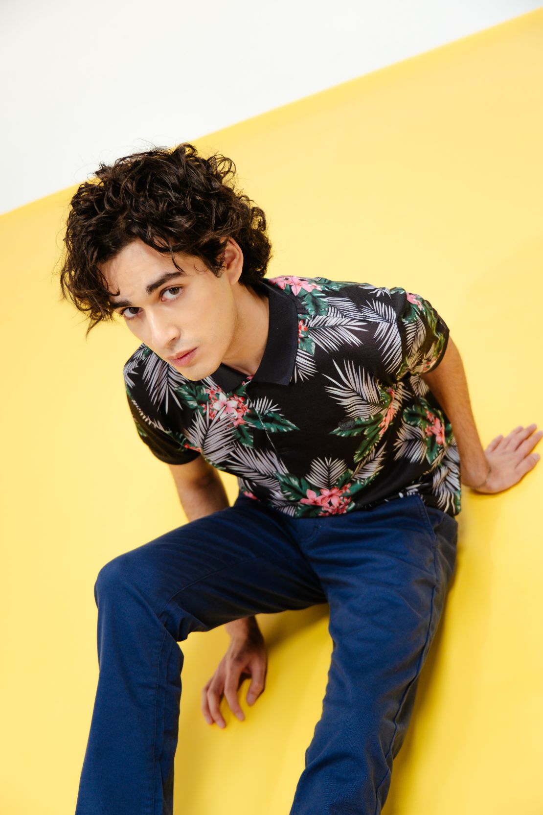 Men Floral Print Polo