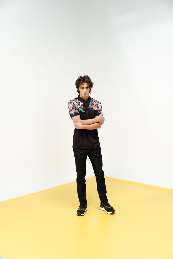 Men Floral Print Polo
