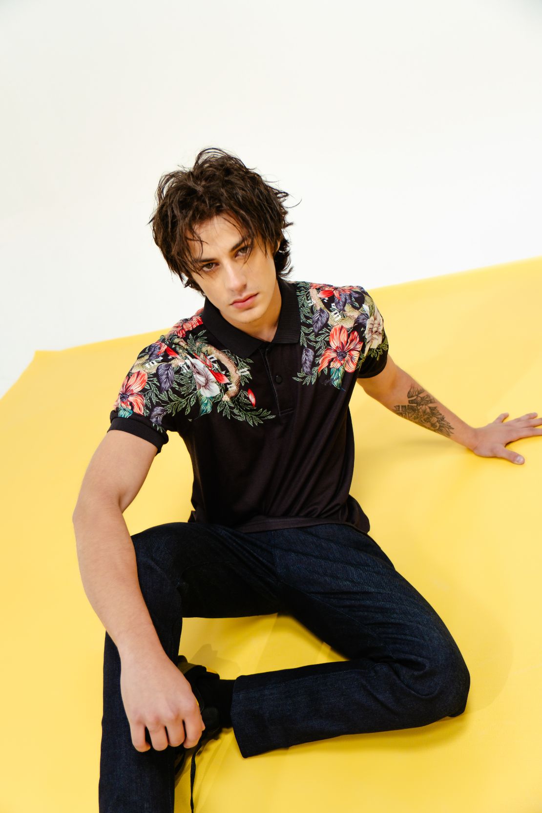 Men Floral Print Polo