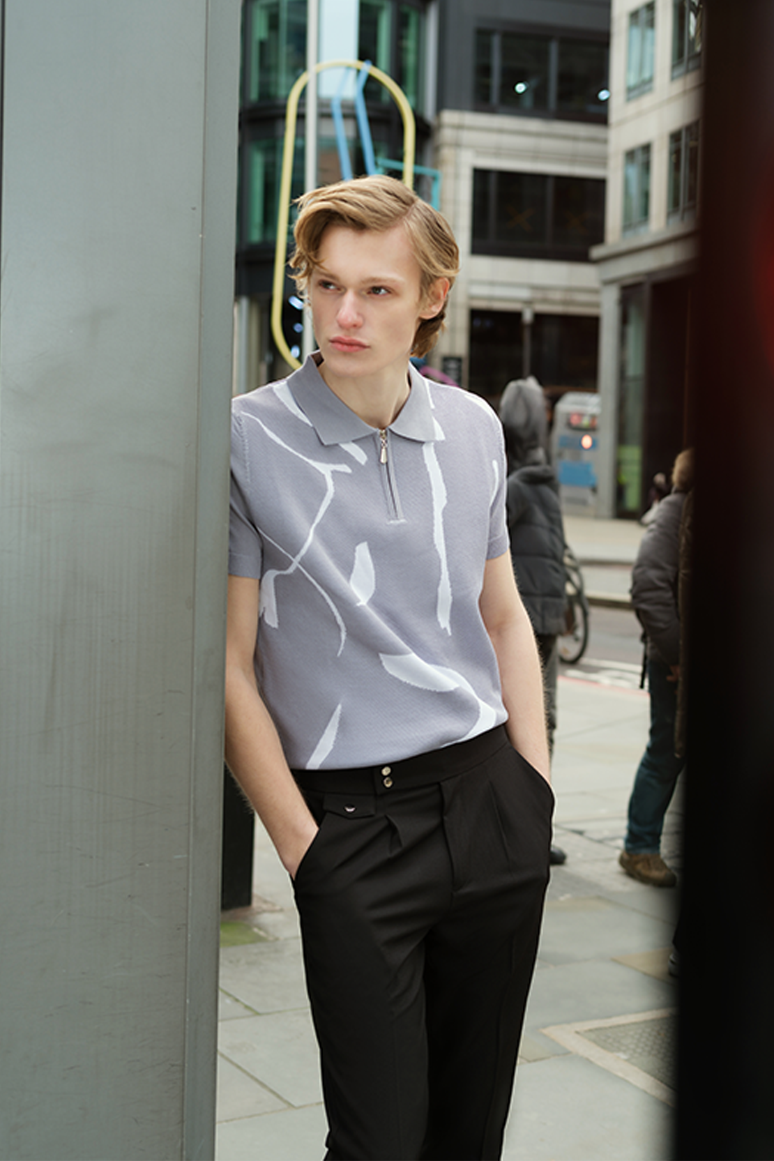 Quarter Zip-Up Polo Shirt