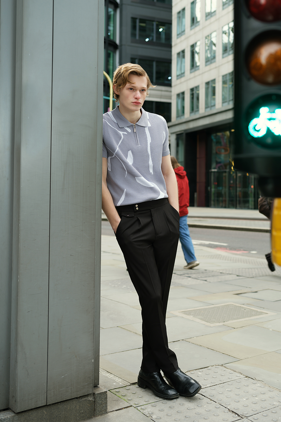 Quarter Zip-Up Polo Shirt