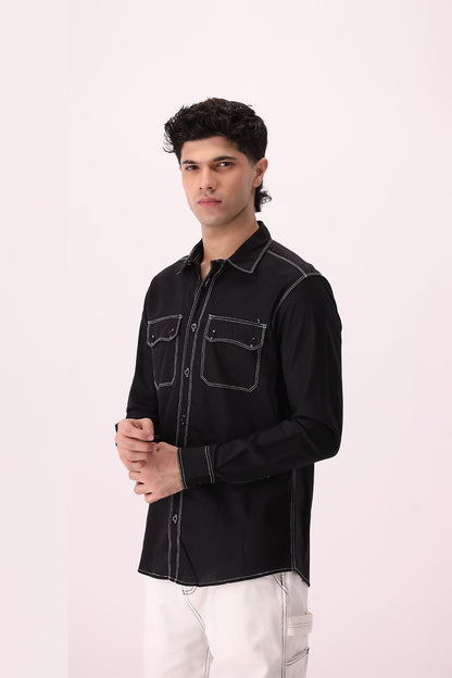 Contrast Stitch Casual Shirt