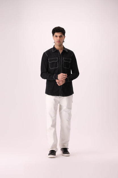 Contrast Stitch Casual Shirt