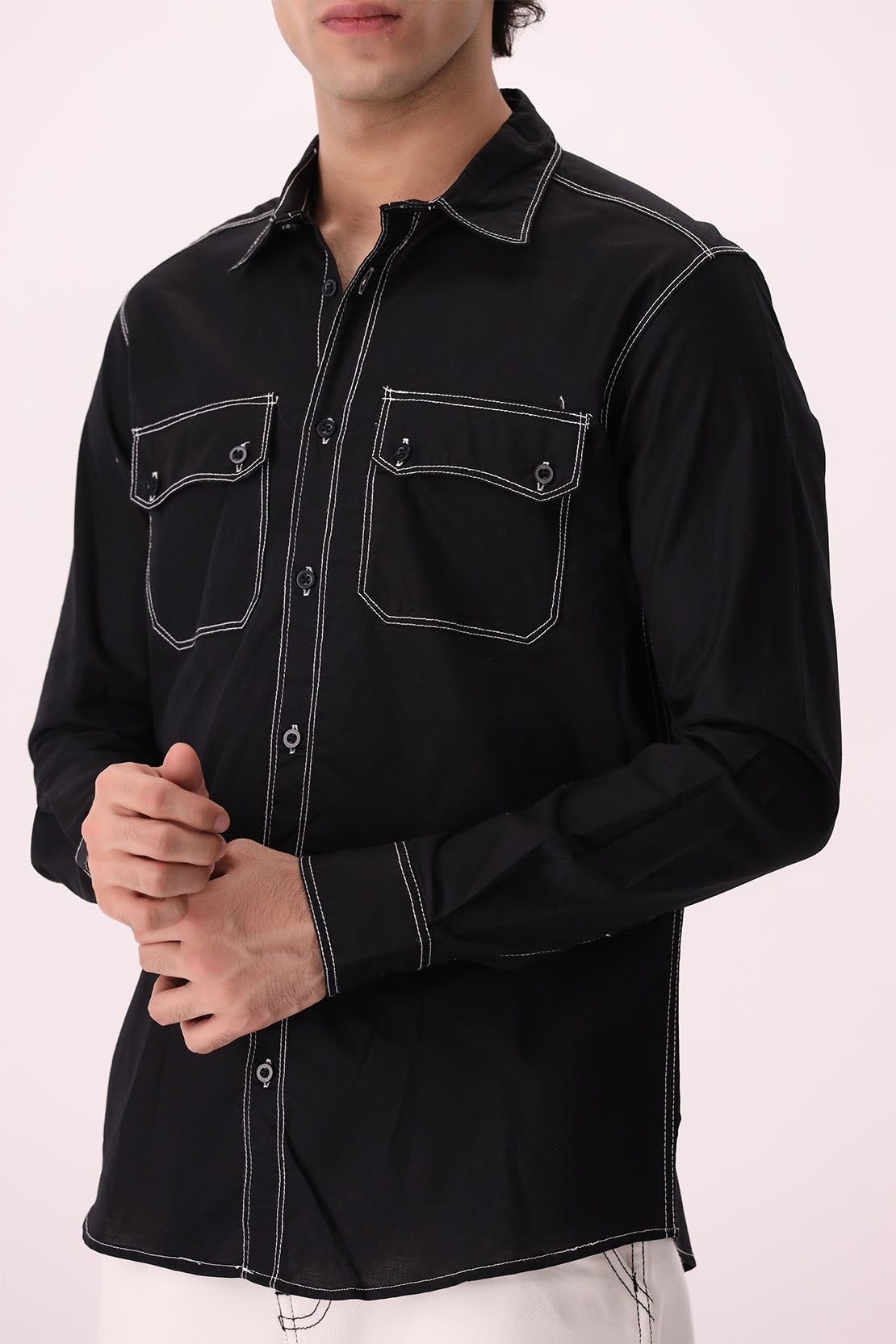 Contrast Stitch Casual Shirt