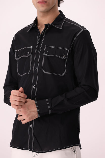 Contrast Stitch Casual Shirt