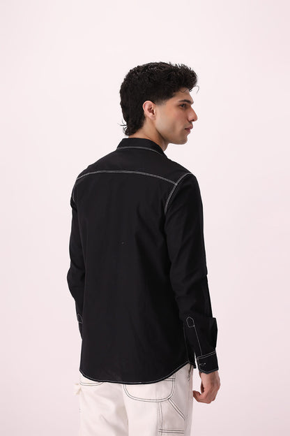 Contrast Stitch Casual Shirt