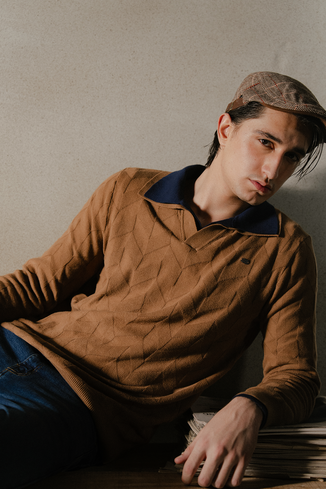 Men Self Texture Sweater