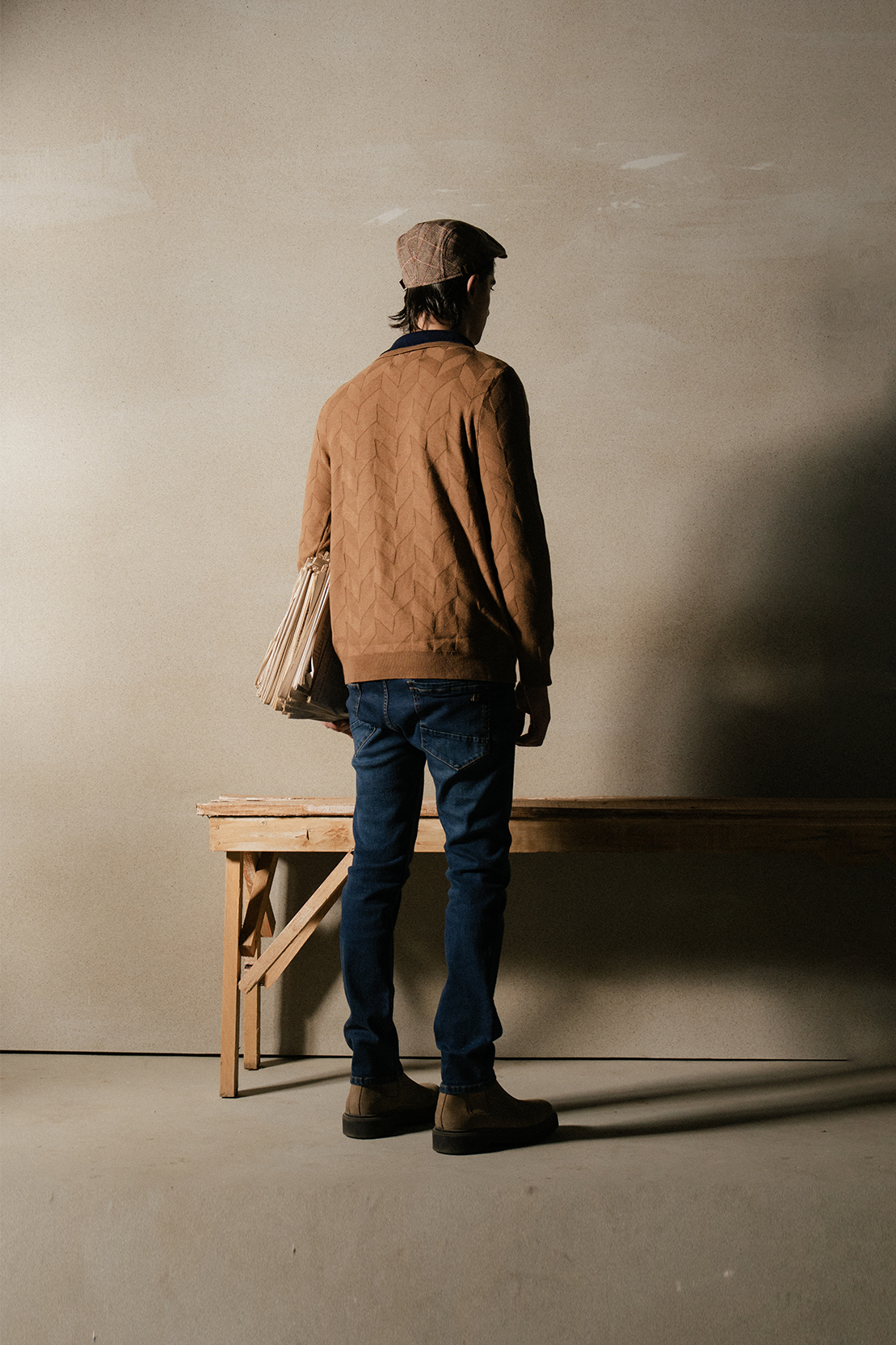 Men Self Texture Sweater