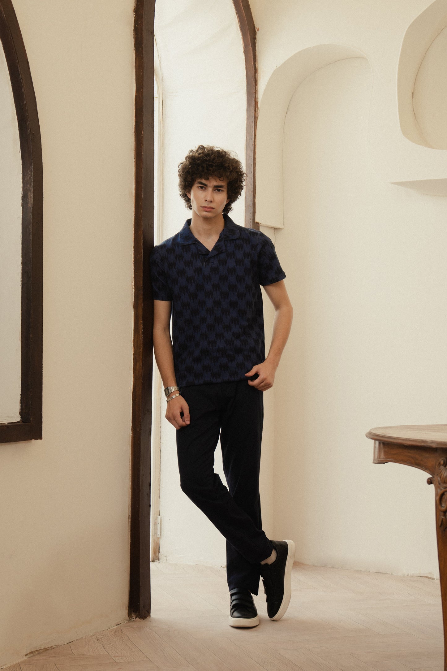 Textured Print Polo