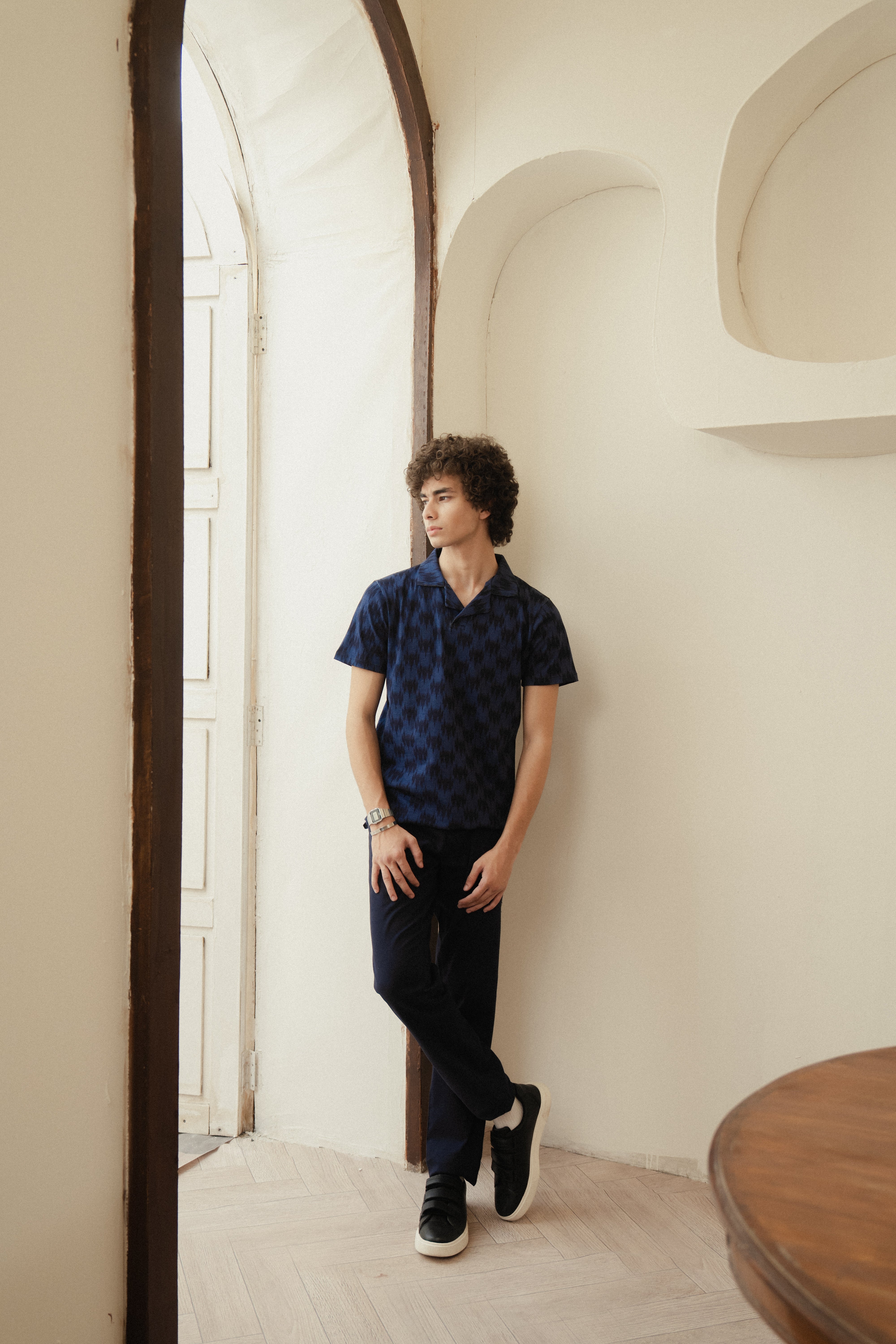 Textured Print Polo