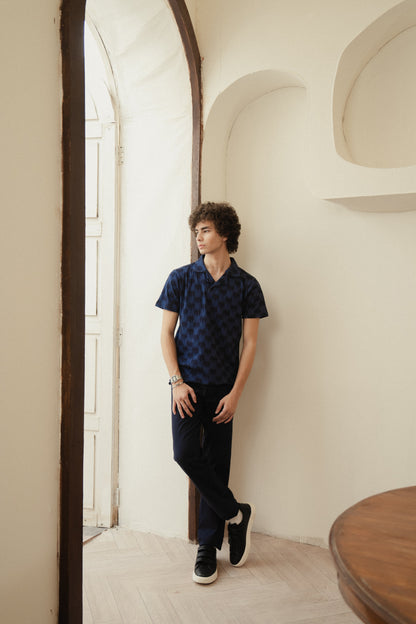 Textured Print Polo