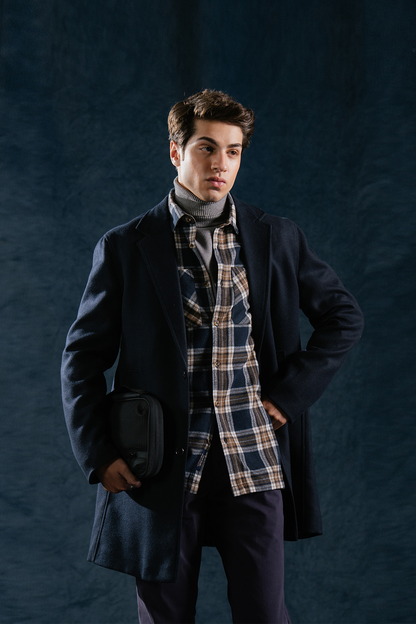 Men Slim Fit Long Coat
