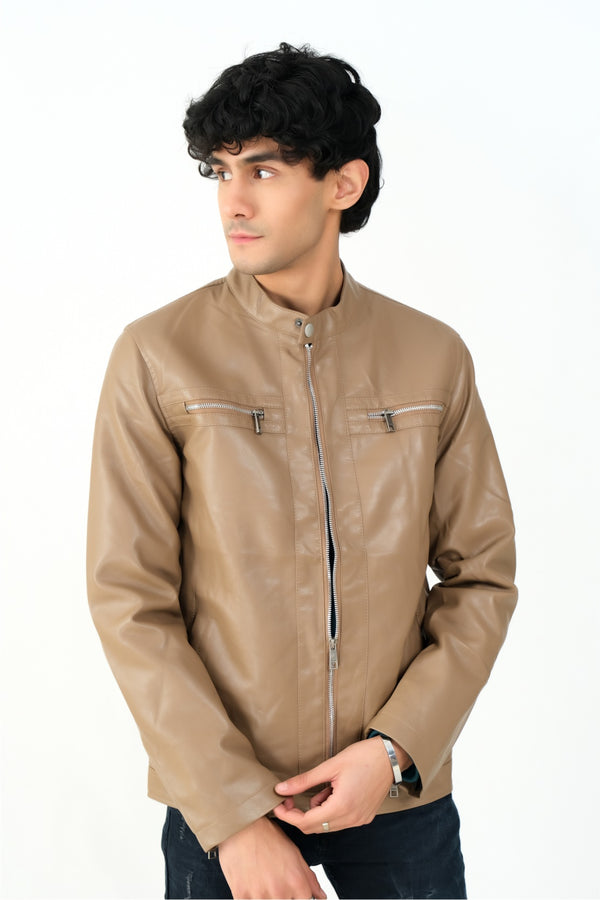 Racer Leather Jacket - Brown